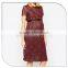 Fashion burgundy color lace fabric online maternity evening dresses