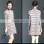 Spring models lady casual clothing stripped turtleneck crinkled dress