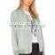 MGOO Fashion 2017 Customize Light Green Pilot Bomber Jacket Zipper UP With Pocket High Quality Satin Jacket