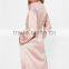 MGOO 2017 New Arrival Long Sleeves Custom Silky Duster Coat Women Pink Zip Up Jackets Spring Satin Blazers