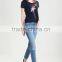 MGOO China Supplier Custom Sequin Embroidered T Shirts Women Soft Cotton Short Sleeves T Shirt