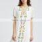 White short sleeve maxi Dress, women emboriedered fashion mesh dress