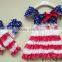 wholesale blue and white colour ruffle lace dress for girls baby,toddlers St patricks day dress with leg warmers MC6012002