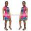 Onen Women Traditional African Print Fitted Dashiki Bodycon Short Sleeve Dress