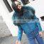 High Fashion Red Real Leather Jackets for Women / Raccoon Fur Collar Leather Jacket Made in China