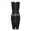 2017 fashion Black sleeveless O neck vent heavy beading beauty party dresses