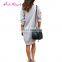 High Quality gray hollow v neck long sleeves european long sleeve casual autumn dress