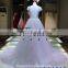 1A1010 Elegant Light Blue Satin Sash Open Neck Wedding Gown Evening Dress