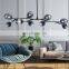 Nordic Personalized Tree Branch Shape Wrought Iron Chandelier LED Glass Molecular Color Pendant Lighting