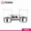 Wall Mount Toothbrush Double Stainless Steel Tumbler Glass Holder