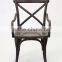 Rustic Garden style Wooden Antique Bistro Cross Back Arm Chair/Dining Chair(CH-526-1-OAK)