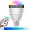 2016 New brightness colorful bluetooth speaker led bulb with iOS or Android smartphone control