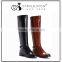 Wholesale flat heel shiny black knee high boots women 2015