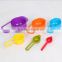 2016 New arrvial 6 Piece Rainbow Plastic Measuring Cups and spoon sets/rainbow colorful measuring spoon set
