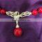 charming round pearl red stone pendants necklaces