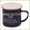 Customized private label Carbon steel metal camping enamel mug with stainless steel brim in stockage