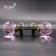 zinc base depression pink wooden door handle shining glass knobs