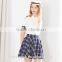 best selling girls campus high waist red or blue plaid skirt customized