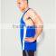 Blue Plain 100% Polyester Dry Fit Performance Training Vest with Mesh Panel Technical Sports Tank Top Blank Racerback Tank Top