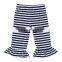 100% Cotton Knit Strip Fabric Single Ruffle Capri Pants