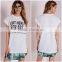 Women custom rolled sleeves white t shirt,elongated t shirt wholesale china