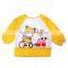 lovely cartoon pattern waterproof baby bib with long sleeves