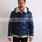China supplier fur collar bule polyester down jacket for mens