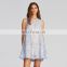 high quality transparent sleeveless lace hollow front and V-neck back loose skirt dresses