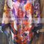 KGN INDIAN STYLE HAND PAINTED ART TO WEAR OPEN PONCHO SHORT TOP MULTI COLOR DRESS