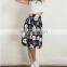 polyester fabric cute cat animal printed high waist fancy skirt designs plus size women dress 2016