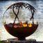 2018 new design Outdoor rusty steel phoenix sphere fire pits