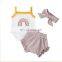 Newborn Baby Girls Clothes Rainbow Romper Top Jumpsuit Shorts Pants Headband 3pcs Outfits Set