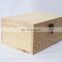 Rectangular wooden gift packing box with hinged lids
