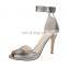 Peep toe med heels with hook & loop design women ankle strap harissa peep toe designer sandals shoes