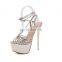stylish party platform peep toe elegant straps ladies high heeled lace up platform sandals shoes