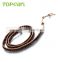 Topearl Jewelry Fashion Black Agate Bracelet Women Woven Leather Wrap Bangle With Copper Alloy Clasp CLL170