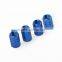 Blue Aluminum Tire Valve Stem Cover Caps - Set of 4