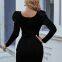 Womens Sexy Bodycon Long Sleeve Velvet Elegant Party Mini Homecoming Dresses