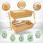 Bamboo Wood Fruit Basket Holder Vegetable Bread Storage Stand Kitchen 2 Tier Wooden Produce Standing Organizer