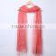 Custom Japan Fashion Women Solid Color Tassel Cotton Linen Pashmina Scarfs