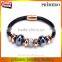 Leather Bracelet Glass Crystal Beads Magnetic Clasp Fashion Women Gift