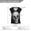 China Supplier Hot Sale Custom 3D Printing Skull Black Branded Woman T-shirt