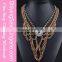 Latest fashion Antique Gold Rhinestone Statement Bib jewelry Necklace