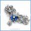 Wholesale 925 Sterling Silver Micro Pave Zircon Royal Blue Crystal Flower Pendant Connector Clasp For Pearl Necklace SC-CZ023