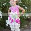 cotton summer boutique outfits with bird and tree print children girl lace ruffle dress clothing