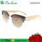 High quality good sale round polarized plastic bamboo sunglasses with 100% natural bamboo temple