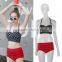 Women's Summer Vintage Polka Dots Print Bikini Top + Bandage Bottom Swimsuit