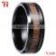 black plating 8mm tungsten caride koa wood ring