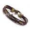 Cheap Price Multilayer Genuine Leather Men Bracelets Casual/Sporty Easy Alloy Hook Link Chain Men Jewelry