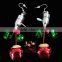 Red and green led metal jingle bell pedant christmas party jewelry flashing light earrings for girls